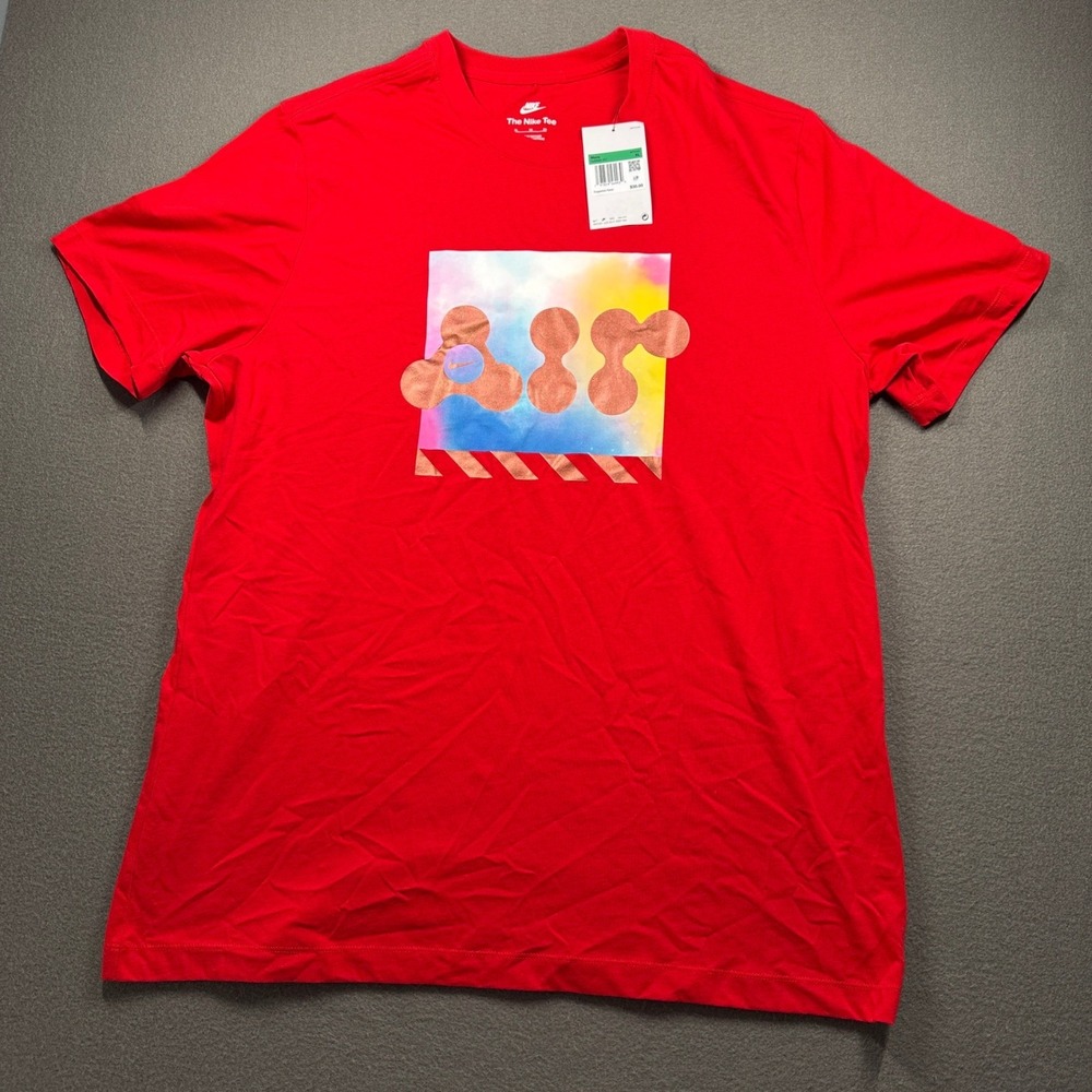 Nike T-Shirt Mens XL Red Graphic Air Metallic Watercolor HJ0590-657